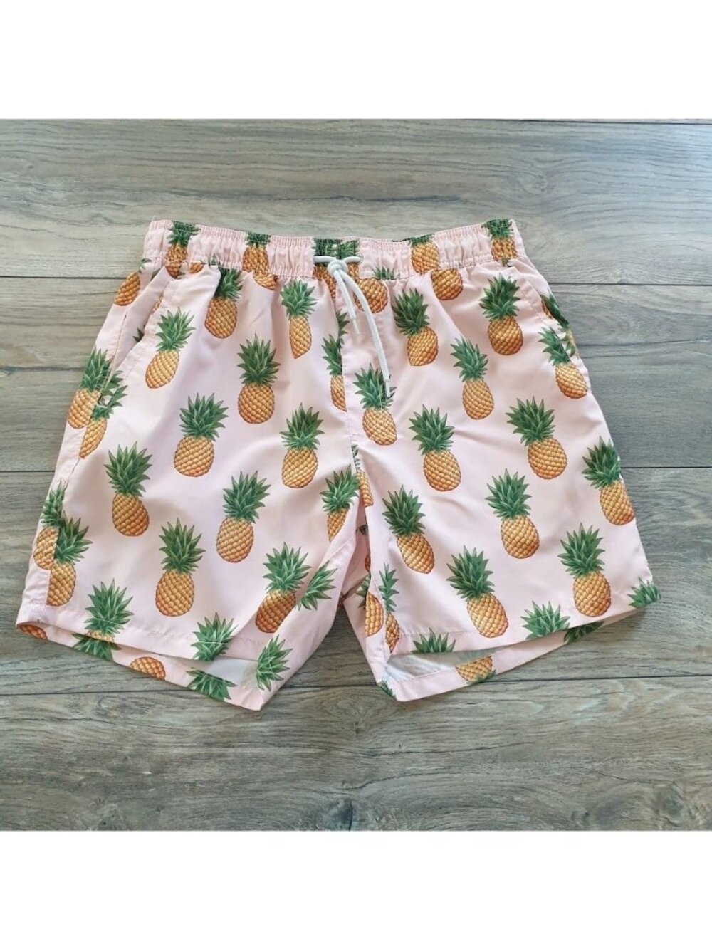 Forever 21 Mens Pink Pineapple Swim Shorts Size Medium 28 Waist Drawstring ALTER